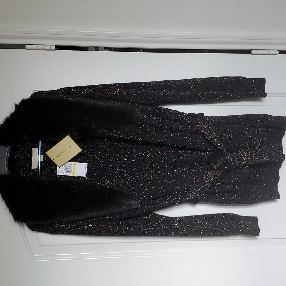 MICHAEL KORS Women Black Long Sleeve Open Cardigan Size: M